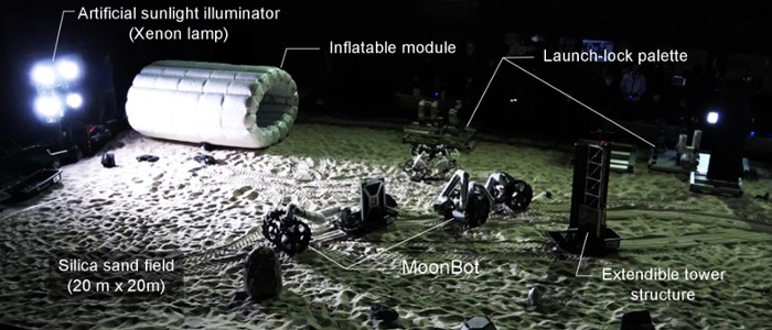 Модульный робот построит лунную базу: испытания MoonBot в песке
